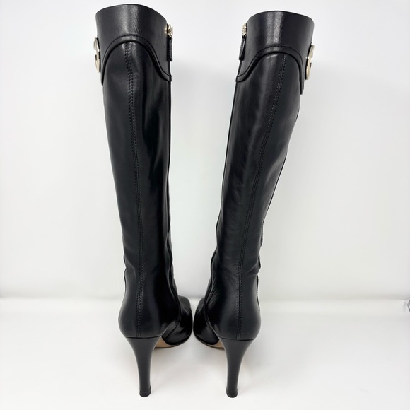 Gucci by Tom Ford GG Logo Black Leather Knee High Boots Size 8.5 Vintage - Picture 13 of 16